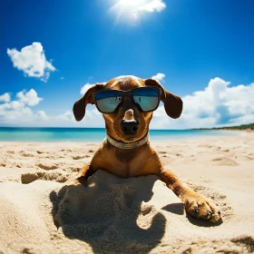 Cool Dog in Sunglasses at the Beach