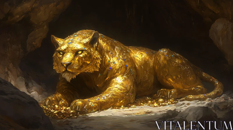 Lion of Gold and Gems AI Image