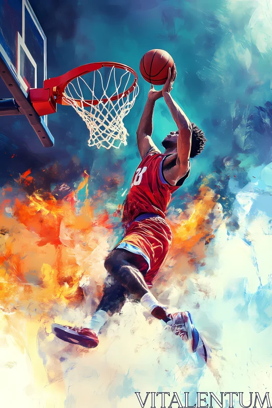 Slam Dunk Art: Energetic Basketball Illustration AI Generated Image AI Image