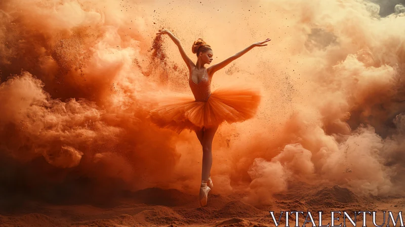 Ethereal Ballerina in a Mist of Orange AI Image