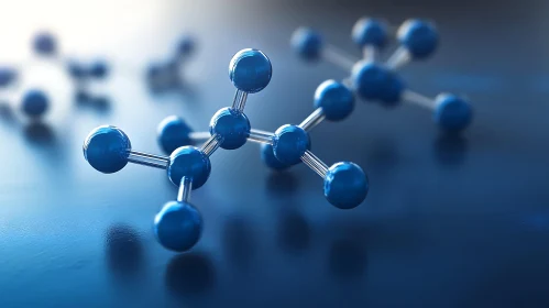 Blue Molecular Model Close-Up