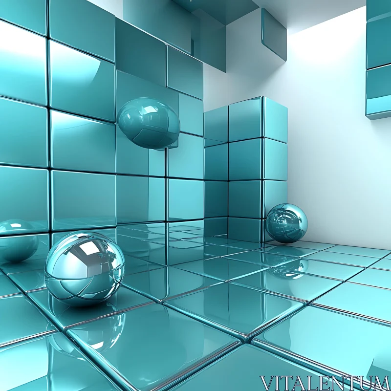 Reflective Glass Geometry AI Image