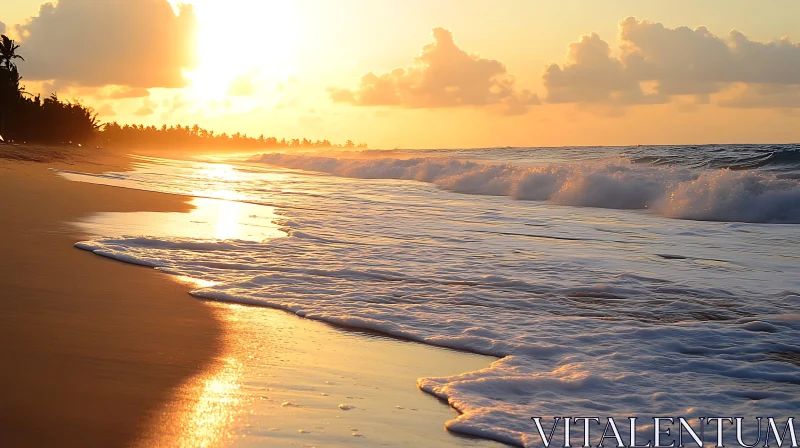 Peaceful Beach at Sunset AI Image