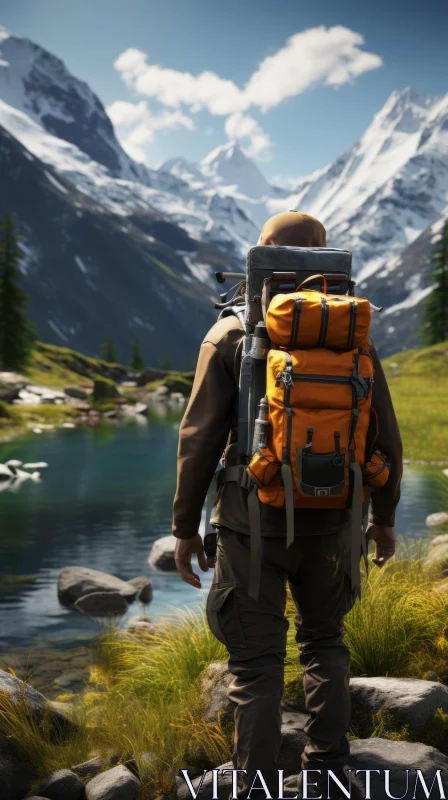 Lonely Explorer: A Journey through Mountainous Terrain in Unreal Engine Art AI Image