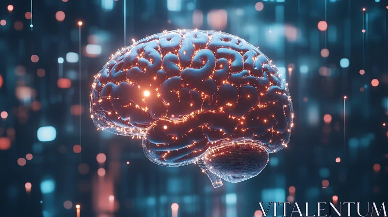 Artificial Intelligence: Glowing Brain Connections AI Image