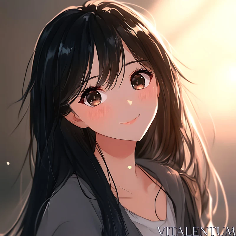 Anime Girl with Gentle Smile AI Image