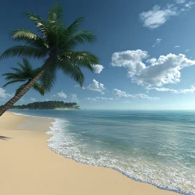 Seascape with Palm Trees and Island View