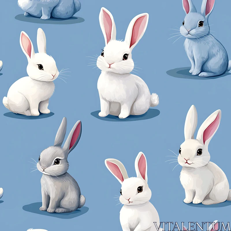 AI ART Pastel Rabbits Repeat Pattern