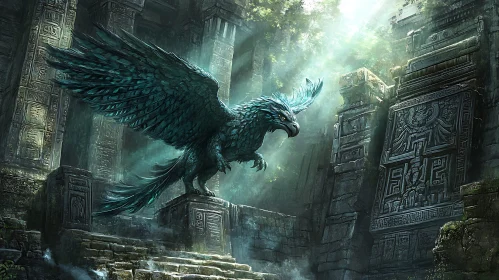 Griffin in Ancient Ruins