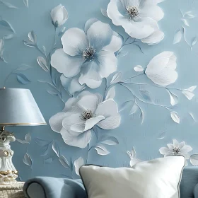 Serene Blue and White Floral Wall Decor