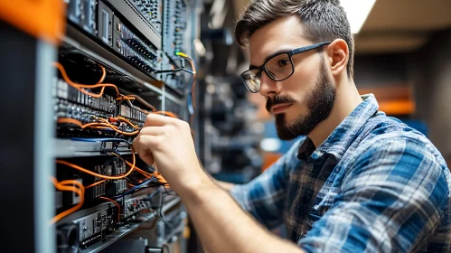 IT Professional at Work: Server Room