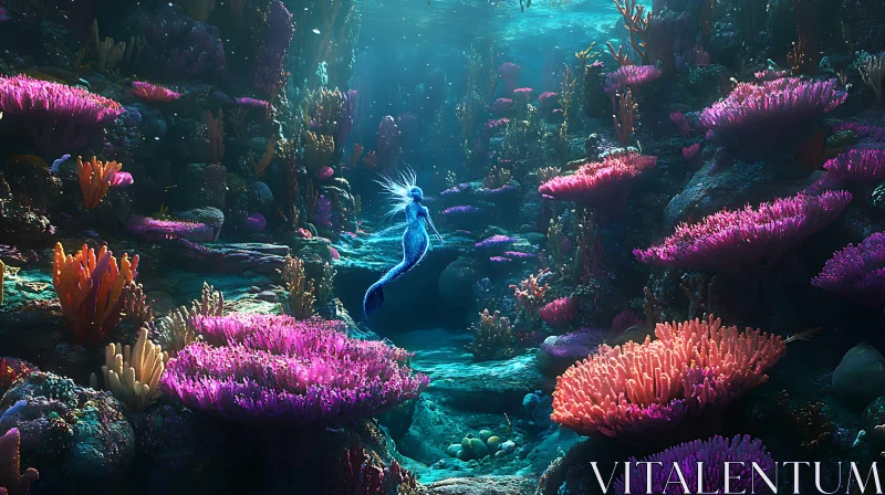 AI ART Underwater Mermaid Scene with Colorful Corals