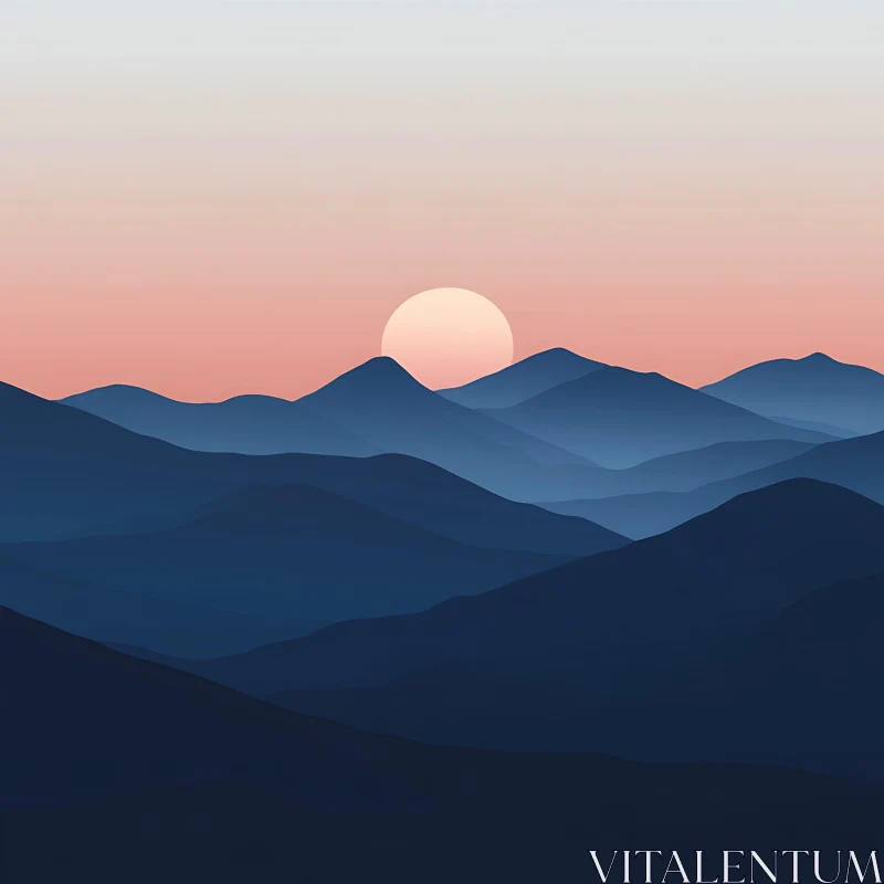 Pastel Sunset over Blue Mountains AI Image