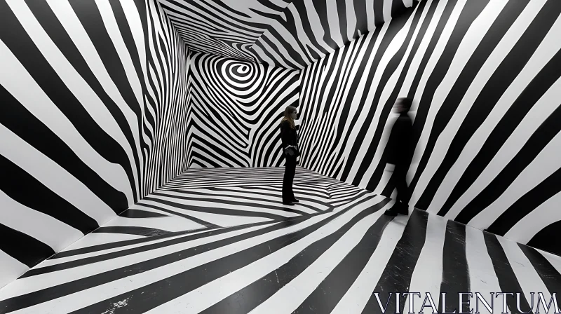 AI ART Monochrome Stripes Optical Art Installation