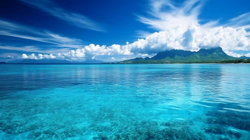 Peaceful Ocean View with Distant Mountains