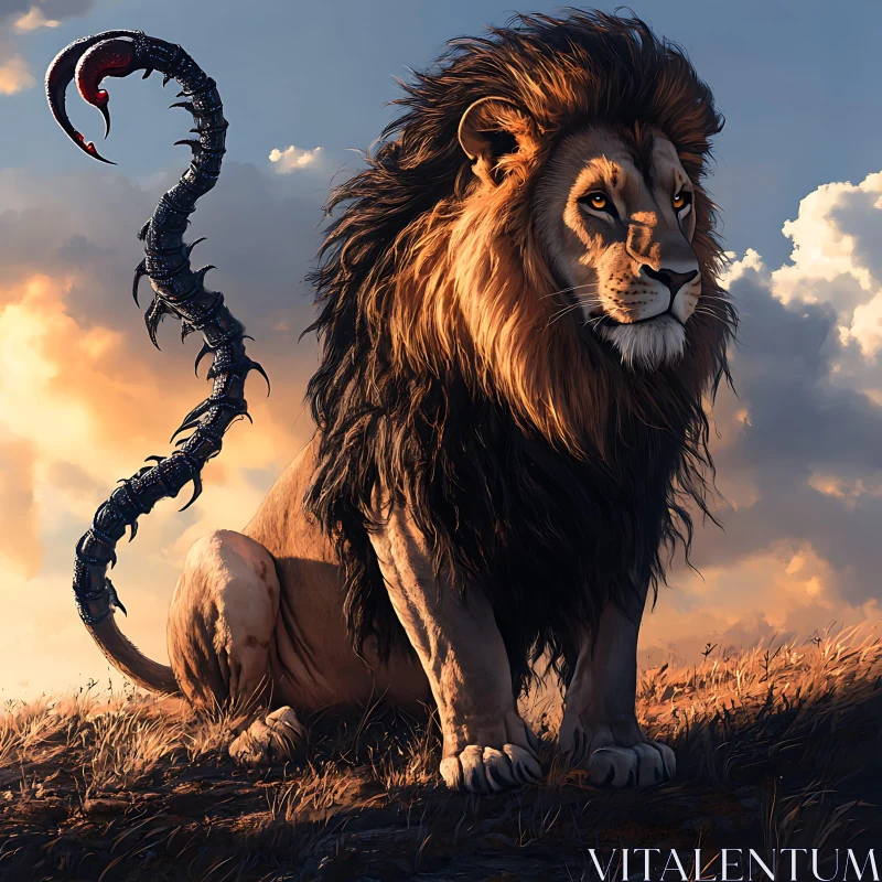 Majestic Lion with Scorpion Tail AI Image