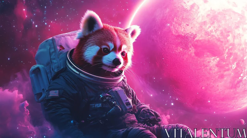 Whimsical Red Panda Space Explorer AI Image