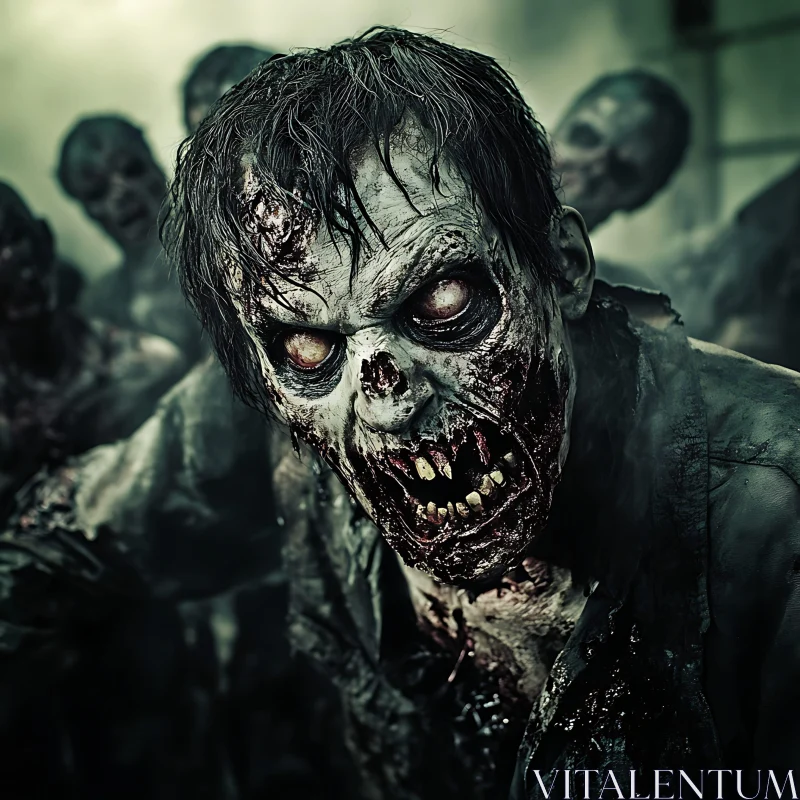 Macabre Zombie Face Close-Up AI Image