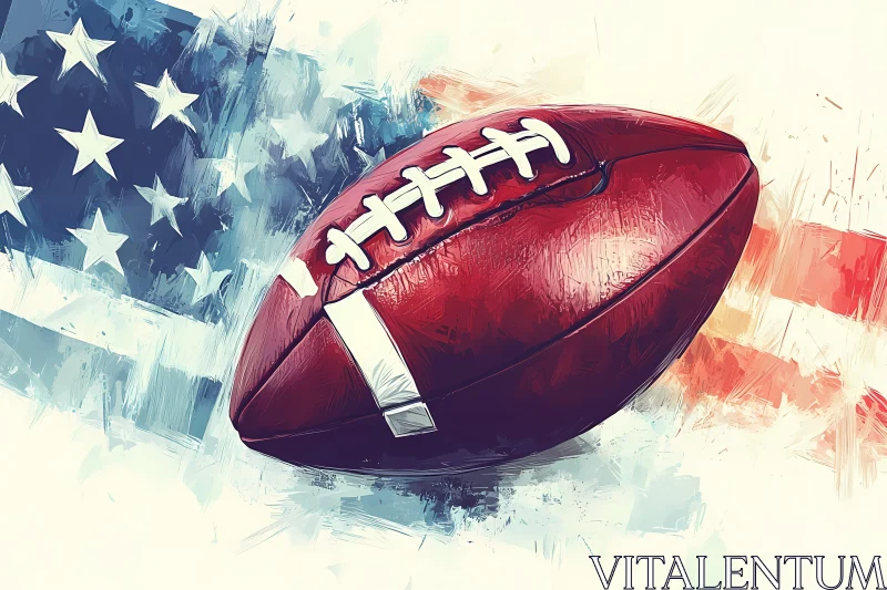 Artistic American Football with Flag Illustration AI Image