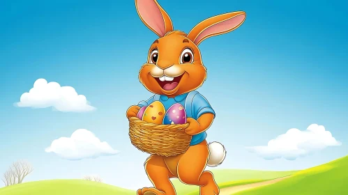 Cartoon Bunny with Easter Basket