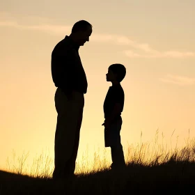 Silhouette of Father and Son Bonding