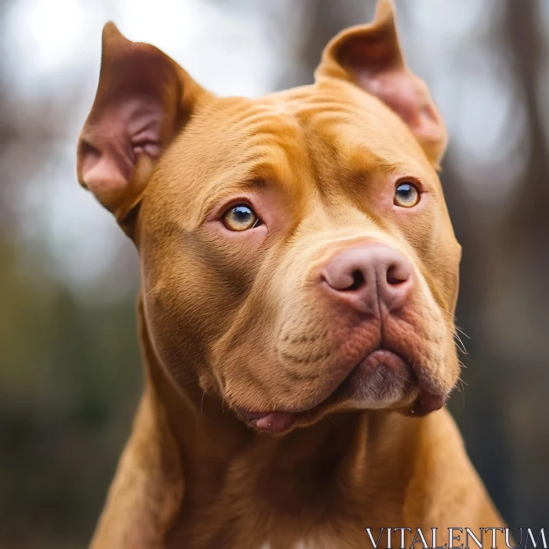 Expressive Brown Pitbull Dog Portrait AI Image