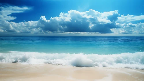 Seascape with Waves and Blue Sky