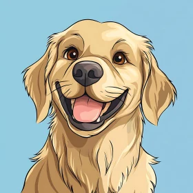 Cheerful Golden Retriever Cartoon