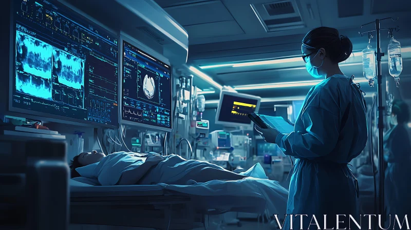 Critical Care Unit with Doctor and Patient AI Image