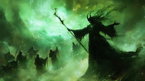 Mystic Figure in Green Mist