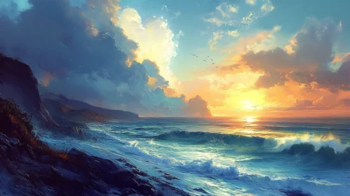 Coastal Sunset Ocean View Artwork