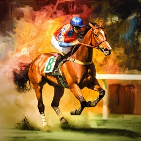 Captivating Horse Racing Scene with Jockey