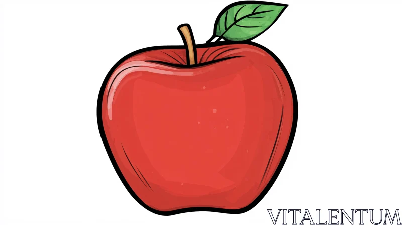 Fresh Red Apple with Green Leaf AI Image