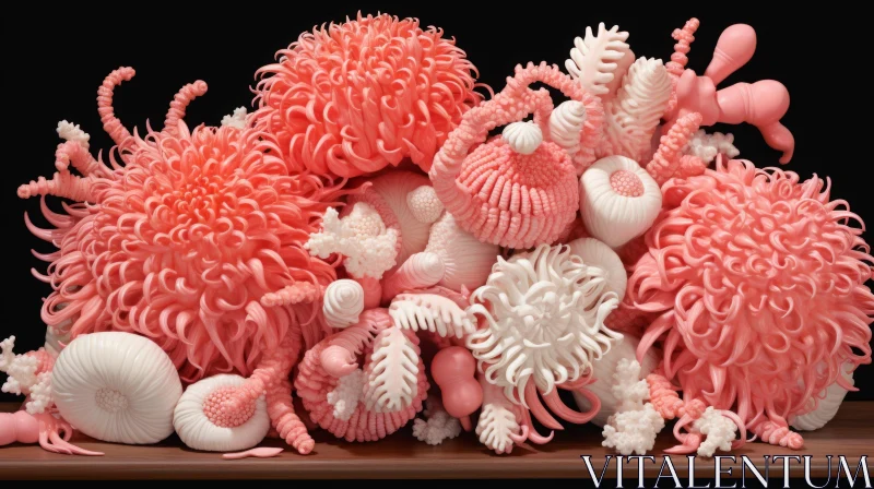 Macabre Whimsy: A Coral Sculpture in Pink and White AI Image