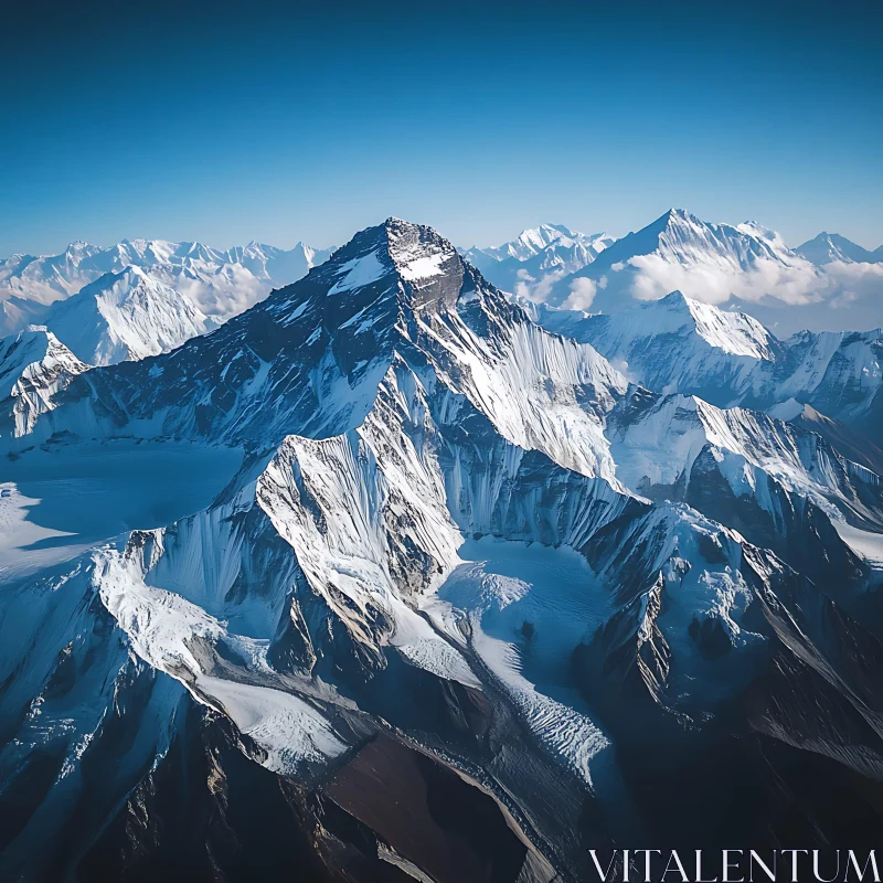 Majestic Mountain Peaks with Snow AI Image