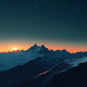 Tranquil Snow Mountain Sunset