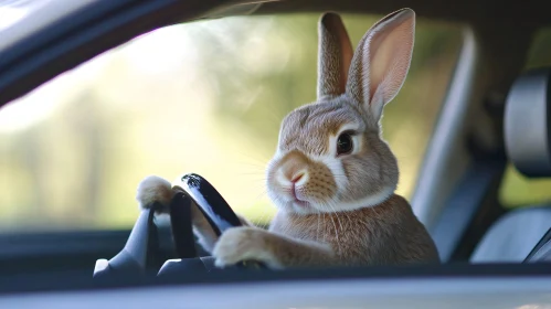 Rabbit Driving a Car: An Unusual Commute