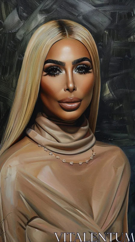 AI ART Kim Kardashian Sophisticated Portrait