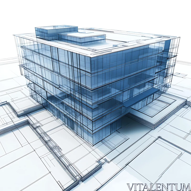 Futuristic Building Blueprint AI Image