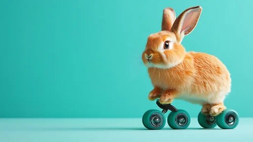 Orange Rabbit with Teal Wheels