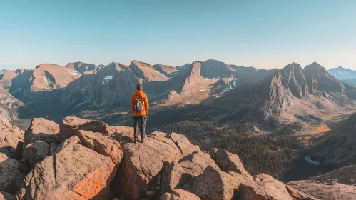 Hiker on Mountain Peak