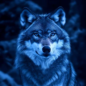 Monochromatic Wolf Gaze - Artistic Animal Image