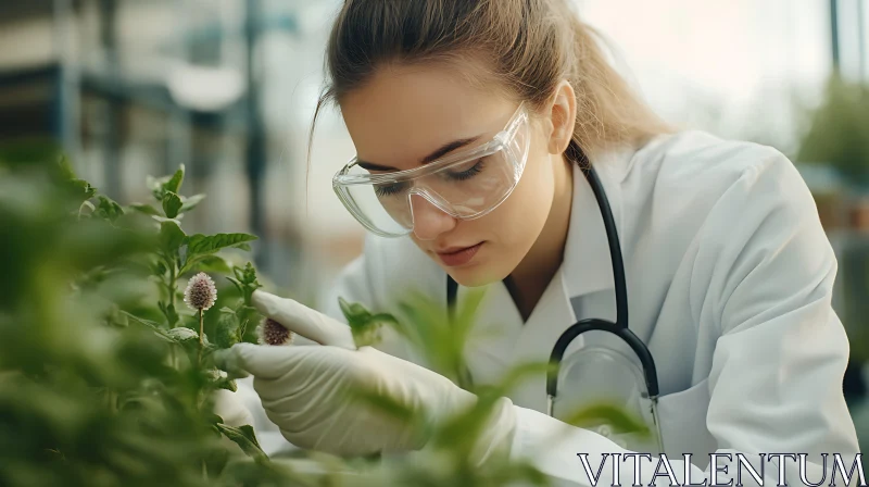 Plant Research in Laboratory Setting AI Image