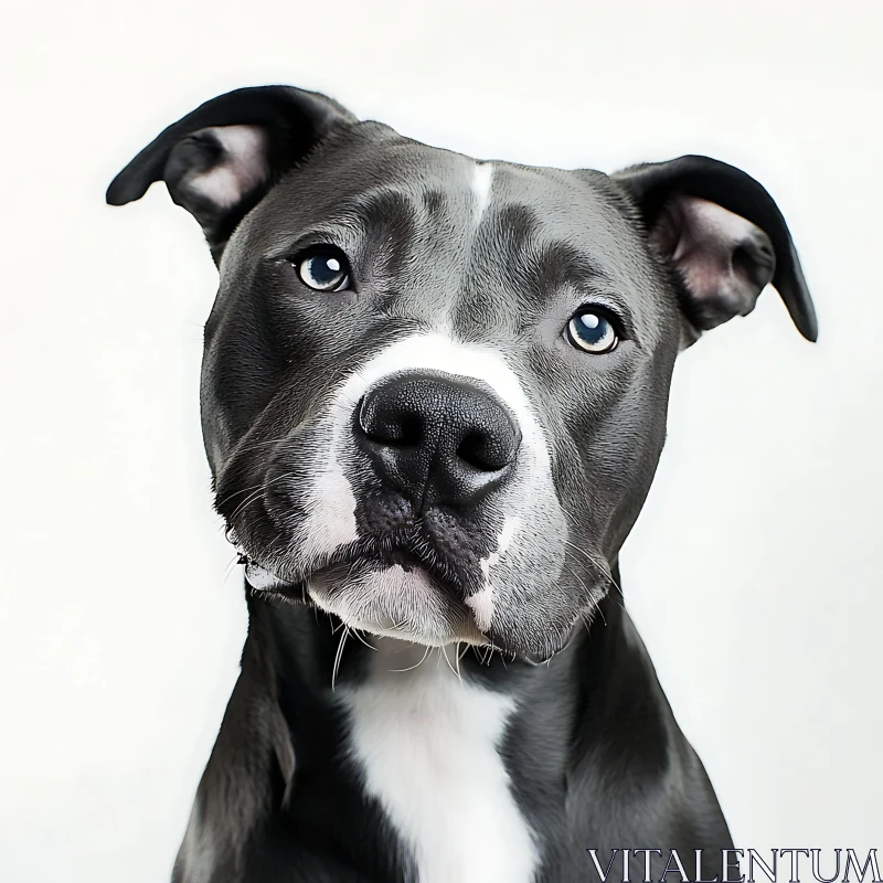 Charming Dog with Blue Eyes Against Light Background AI Image