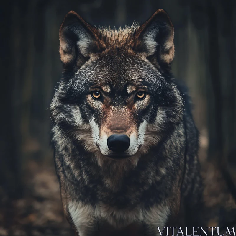 Wolf Portrait with Piercing Eyes AI Image