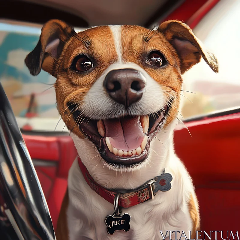 Joyful Canine Enjoying a Ride AI Image