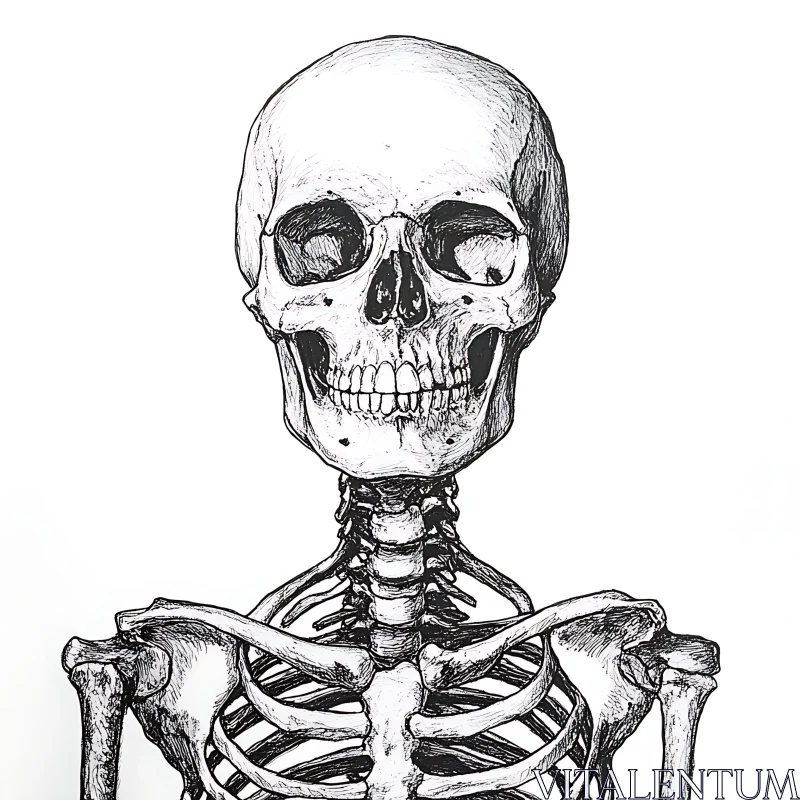 AI ART Monochrome Skeletal Anatomy Artwork