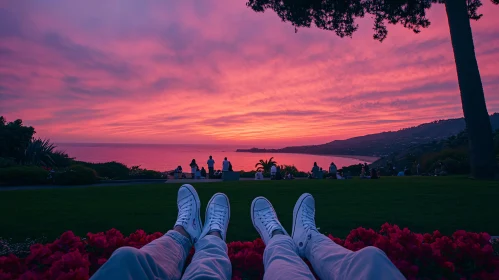 Peaceful Sunset Over Ocean Landscape