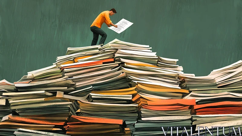 Overwhelmed by Paperwork: A Modern Business Dilemma AI Image