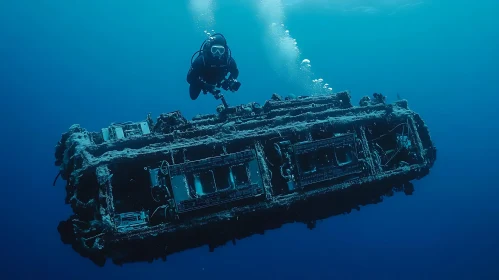 Ocean's embrace: Wreck and Diver